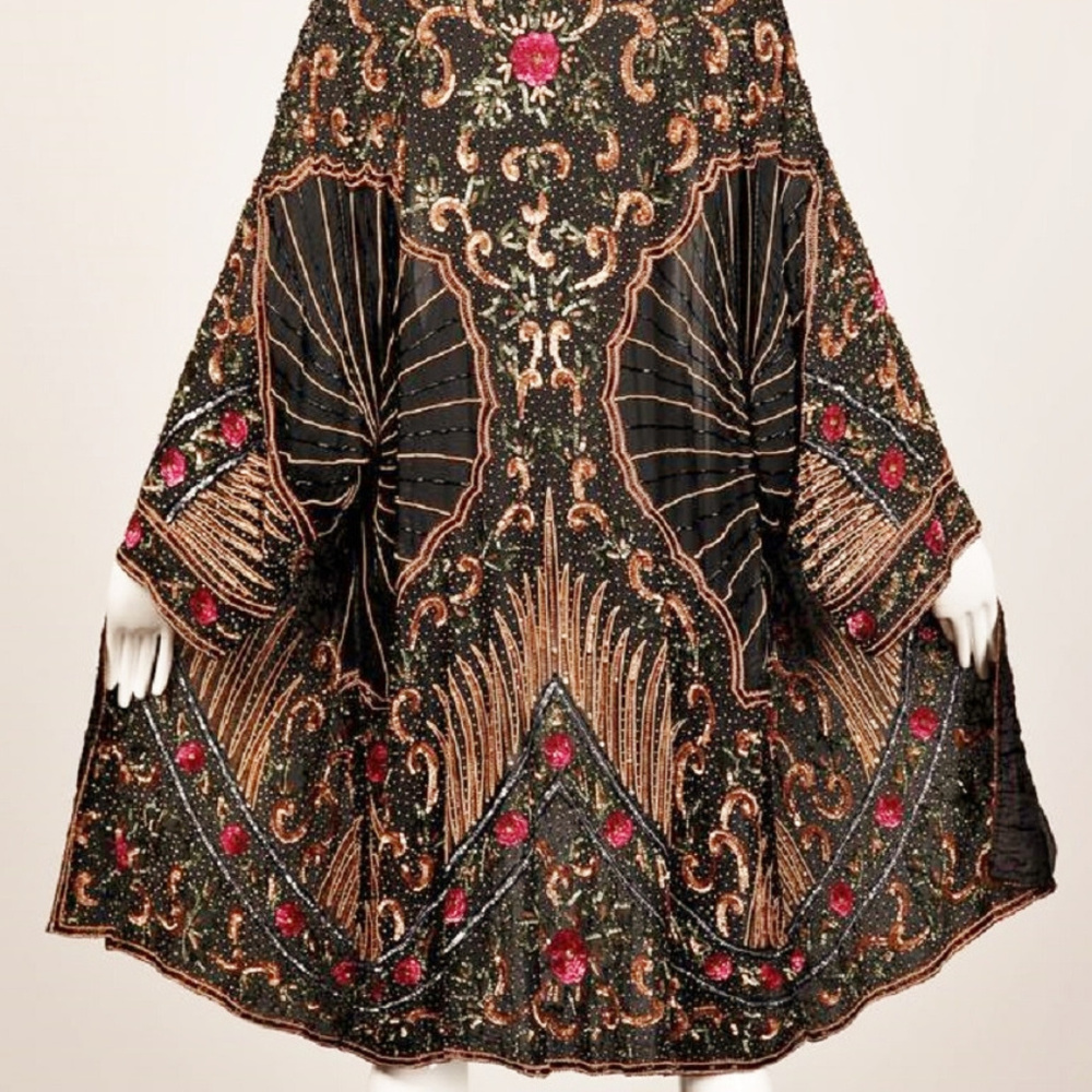 JUDITH ANN VINTAGE  80's HEAVILY BEADED SILK JACKET
